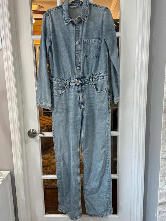 Zara Light Blue Denim TRF jumpsuit - Picture 2 of 7